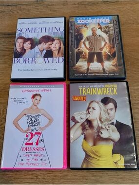 4 DVDs - romantic comedy; 1. Something Borrowed, 2. Zookeeper, 3. 27 Dresses …